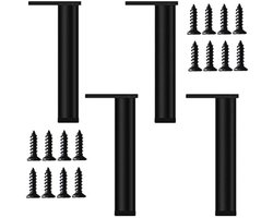 Verstelbare Meubelpoten voor Moderne Meubels - 4 Stuks Zwart Metaal met Antislip Onderkant