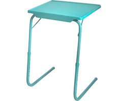 Verstelbare Opklapbare Bijzettafel - Laptoptafel & Eettafel voor Bed, Bank of Buiten (Aqua Blauw)