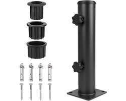 Verstelbare Parasolhouder set voor Roadtime Parasol - Terrasparasolstandaard met verstelbare knoppen en klem - Geschikt voor Balkon, Terras, Achtertuin en Picknicktafels - IJzeren Buis met 4 Gaten parasolvoet
