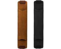 Verstelbare penhouder met elastische band van PU-leer voor notebook, harde kaft, notitieboeken en boeken - 2 stuks in zwart en bruin - handig en praktisch product.