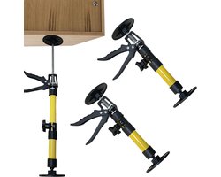 Verstelbare Plafondsteunen, Set van 2, 31 tot 59 cm, Telescopische Stang, Geschikt voor Kast en Deuren, Draagvermogen 40 kg, Geel