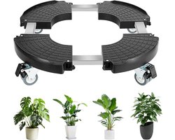 Verstelbare Plantenroller met 360° Draaibare Wielen - Maximale Draagkracht 300KG - Voor Binnen en Buiten - Weerbestendig - Zwarte Rolplank - 40-48cm