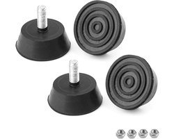 Verstelbare poten van gegalvaniseerd staal met rubberen voeten, hoog stabiliteit, geschikt voor meubels, tafels en stoelen - 4 stuks met M6 draad en 38 mm basisdiameter