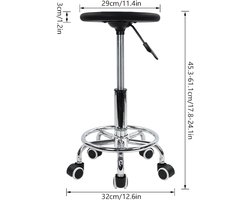 Verstelbare PU-schuim Kruk met Voetensteun – Antistatisch en Draaibaar, Zwart