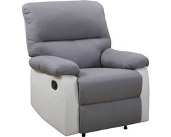 Verstelbare Relaxfauteuil in Wit/Lichtgrijs - Comfortabele Zitstoel voor Woonkamer