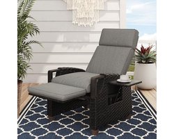 Verstelbare Relaxstoel met Zitkussen en Armleuningen voor Binnen en Buiten - Donkergrijs