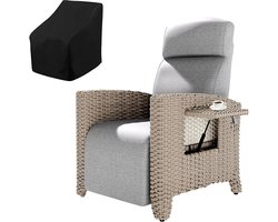 Verstelbare Rotan Tuinstoel met Ligfunctie en Verborgen Voetenbank - Comfortabele Relaxfauteuil voor Balkon en Tuin