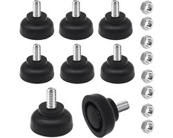Verstelbare Rubber Voeten M8 - 8 Pack, Schroefbare Antislip Buffers voor Meubels, Stoelen en Tafels met Schokabsorptie en Stabiliteit