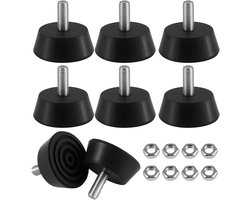 Verstelbare rubberen meubelpootjes met schroefbevestiging, M6 x 32,3 mm, voor stoelen, tafels en banken, inclusief hexmoer en smeermiddel