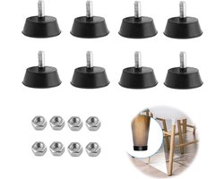 verstelbare rubberen meubelpoten - M6 x 32 mm - nivellerende basis - schokabsorberend - meubelpoten voor tafel - schroeven voor kastpoten - meubelglijers voor stoel - salontafel - TV-kasten - lades - 8