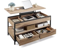 Verstelbare Salontafel met Opbergruimte en Industrieel Design - Kameelbruin en Zwart