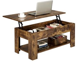 Verstelbare Salontafel met Uittrekbare Functie - Vintage Bruin-Zwart, Perfect voor Woonkamer en Kantoor