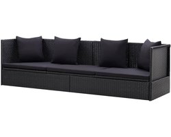 Verstelbare Slaapbank - Tuinbed Loungebed - Ontspannen in de tuin - Weerbestendig PE-rotan - 200 x 60 cm - Zwart