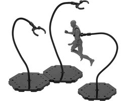 Verstelbare sokkel voor actiefiguren in zwart - Displayhouder met zeskantige sokkel - Kunststof modelstandaard met 3 hoogtes voor hobbyfiguren