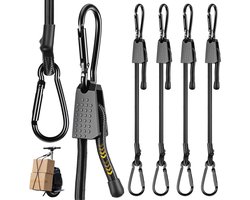 Verstelbare Spanning Rubber met Karabijnhaak, 4 Stuks Versterkte Elastieken van 100 cm voor Zonnescherm en Tuinaccessoires