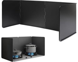 Verstelbare spatbescherming van 30 cm, geschikt voor fornuizen, spatwaterdicht, verstelbaar paneel, zwart, beschermt keukenwanden.