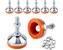 Verstelbare stelpoten voor meubels - 8 stuks antislip schokabsorberende meubelnivellers, ideaal voor tafels, stoelen en kasten, D60 x M12 x 50 mm