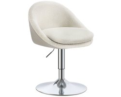 Verstelbare stoel met rugleuning - ergonomische bureaustoel - wit fleece - pu leer - hoogte verstelbaar - 52,5 cm x 50 cm x (81,5-93.5) cm