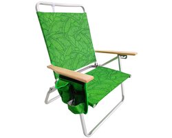 Verstelbare strandstoel - Strandstoel - Ligstoel - Campingstoel - Tuinstoel - 3 standen - Opbergzak - Draagvermogen 100KG - groen