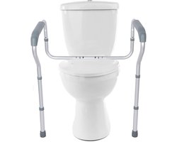 Verstelbare toiletsteun met antislip rubberen voeten, staande hulp voor badkamer, 135 kg draagvermogen, 67 x 45 x 75 cm, ideaal voor ouderen en mensen met beperkte mobiliteit