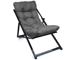 Verstelbare tuinstoel Atelier del Sofa - metaal en polyester - donkergrijs - Emob - Fauteuil - Grijs - Polyester; Metaal