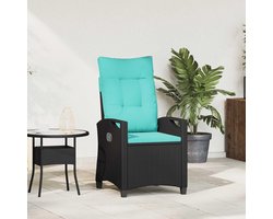 Verstelbare tuinstoel - Lounge stoel - Buiten relaxen - Inklapbare bijzettafel - 56 x 60 x 112 cm - Zwart turquoise