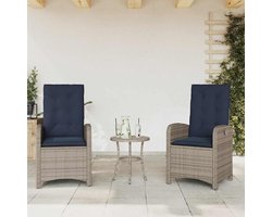 Verstelbare tuinstoel - Loungestoel met kussens - Buiten relaxen - Afneembare hoezen - 57 x 58.5 x 93 cm - Grijs