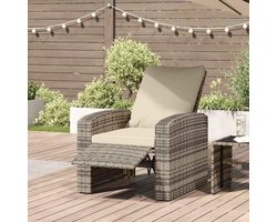 Verstelbare tuinstoel - Relaxstoel voor buiten - Voor ontspanning in de tuin - Met dik kussen - 74 x 80.5 x 93 cm