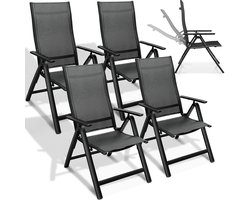 Verstelbare tuinstoel set van 4 aluminium klapstoelen met hoge rugleuning
