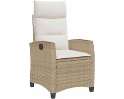 Verstelbare Tuinstoel - Terrasstoel Ligstoel - Ontspannen Buiten - Inclusief Bijzettafel - 65 x 58 x 94 cm - Beige Crèmekleurig