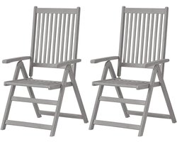 Verstelbare Tuinstoelen - Houten Stoelen - Buiten Ontspannen - 5 standen rugleuning - 2 stuks - Grijs