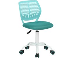 Verstelbare turquoise draaistoel met stoffen zitting - ergonomisch ontwerp