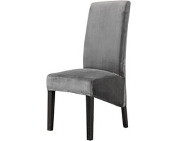 Verstelbare Velours Stoelhoezen voor Grote Eetstoelen, Wasbaar en Rekbaar, Grijs, Set van 4, Perfect voor Bescherming en Stijl