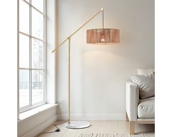 Verstelbare vloerlamp met natuurlijke kap - Bask