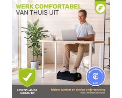 Verstelbare Voetensteun voor Onder Bureau Extra Hoogte, Grote Premium Fluwelen Schuim Voetsteun Kantoor, Meest Ergonomische Voetenbank Ter Wereld Voor Rug-, Lenden-, Kniepijn (Zwart)