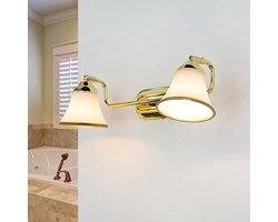 Verstelbare wandlamp met gouden glazen kap voor badkamer en spiegel