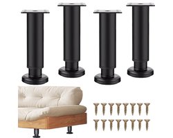 Verstelbare Zwarte Meubelpoten van Metaal - 4 Stuks voor Diverse Meubels