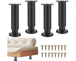 Verstelbare Zwarte Meubelpoten van Metaal - 4 Stuks voor Diverse Meubels