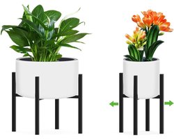 Verstelbare zwarte plantenstandaard voor binnen en buiten (instelbreedte 24 - 36 cm)