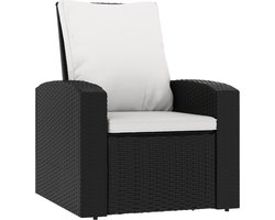 Verstelbare zwarte tuinstoel met kussens - vidaXL Tuinstoel - Lounge Stoel - Relaxfauteuil - Outdoor Furniture - Tuinset