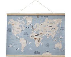 Vertbaudet Kaart van de wereld papier muurdecoratie Wereldkaart