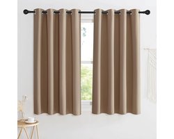 Verte Gordijnen Kant en Klaar met Haakjes - Kant-en-Klare Gordijnen - Verduisteringsgordijnen met Lussen - Warmte- en Koude-Isolerend - Geschikt voor de Woonkamer en Slaapkamer - 2 Panelen - Cappuccino