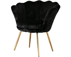 Verte Makeup Chair - Make-Uptafelstoel - Stoel met Fluwelen Zitting - Loungestoel met Gouden Poten - Stoel met Armleuningen voor de Woonkamer - Zwart