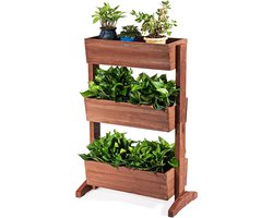 Vertical Bloembak - Plantenbak Toren - Tuin Decoratie - Verstelbare Bakken - 73x38x106 cm - Bruin