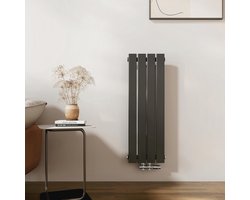 Verticale Flat Radiator 900 x 300 mm - Zwart - 403 Watt - Centrale Aansluiting - Design Paneel Radiator