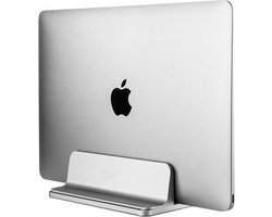 Verticale Laptop Standaard - Laptop Houder - Verticaal - In breedte Verstelbaar- Aluminium - Geschikt voor elke Laptop en Macbook - Zilver