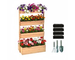 Verticale plantenbak - met 4 bakken - 85x140x48 cm - hout