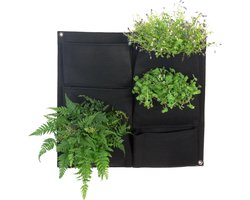 Verticale Tuin - 6x Vakken - 55x50cm - Geschikt voor verticaal tuinieren in de tuin, op het terras of balkon - Zwart - Duurzaam vilt