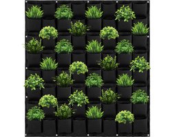 Verticale tuin met 64 plantenzakken voor buiten en binnen – Hangende plantenzak – Plantenmuur – 100 x 100 cm - Zwart