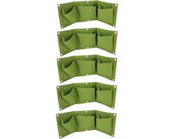 Verticale Tuin Muur Opknoping Planter - 3 Zakken - Plant Groeitassen - Afbreekbare - Tuin Accessoire - Wandmontage - Hangende Muur Planter - Hek Balkon Kruid Bloem - groen .